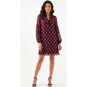 Lilly Pulitzer Shea Silk Dress Cabernet Berry